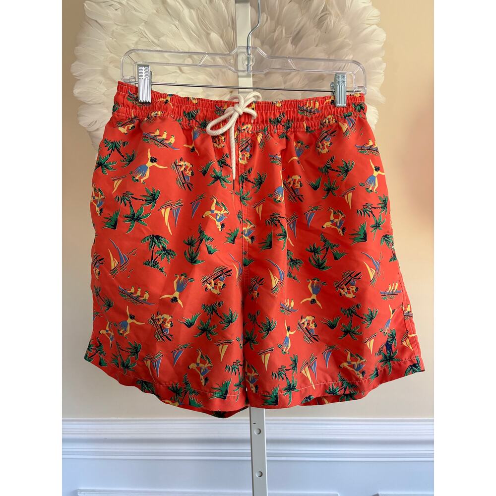 POLO RALPH LAUREN  ORANGE HAWAIIAN SWIM TRUNKS SIZE XL